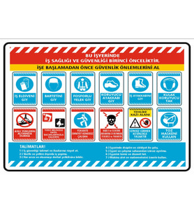 İş Güvenlik Talimatı Sticker 20X28 Cm