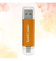 KİŞİYE ÖZEL İSİM BASKILI PLASTİK KUTULU OTG USB BELLEK 2.0 16 GB (Turuncu)