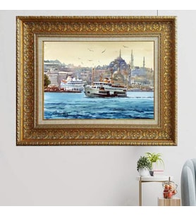 Gold Altın Kalın Çerçeveli Paspartulu Tablo vvb1649