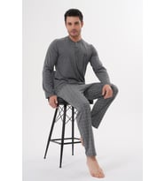 Mecit 2982 Erkek Füme Büyük Beden Uzun Kollu Pijama Takımı