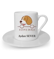 İsme Özel Türk Kahvesi Fincanı Seti - Sevimli Köpek