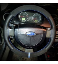 DİKİŞLİ DİREKSİYON KILIFI NUBUK DERİ NOKTALI DERİ MAVİ YÜZÜK / DİKİŞ FORD CONNECT İÇİN