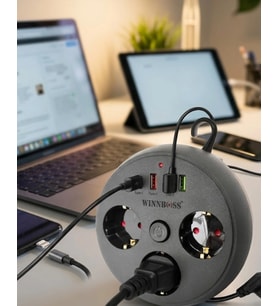 Çoklu Priz Akım Koruma 3 Soket 3 Usb Type C Hızlı 2M Uzatma Kablosu