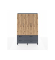 Arges Dolap 5 Raflı 5 Çekmeceli Tek Askılı 132x30x195 Antrasit-Çam/Antrasit
