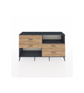 Hyperion Konsol Tek Raflı 4 Çekmeceli  176x44x99 Antrasit-Antrasit/Çam