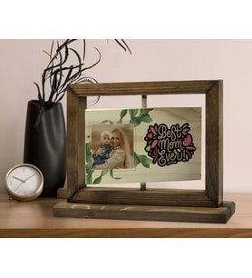 BK Gift Kişiye Özel Fotoğraflı Doğal Ahşap Dönen Fotoğraf Çerçevesi, Anneler Günü Hediyeleri, Ev Dekoru, Masaüstü Dekoru