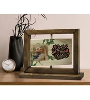 BK Gift Kişiye Özel Fotoğraflı Doğal Ahşap Dönen Fotoğraf Çerçevesi, Anneler Günü Hediyeleri, Ev Dekoru, Masaüstü Dekoru