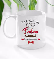 BK Gift Kişiye Özel Babalar Günü Hediyesi Karizmatik Babam Tasarımlı Kupa Bardak-1 (Beyaz)