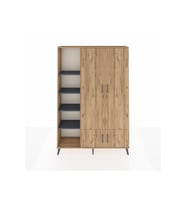 Arges Dolap 6 Raflı 4 Kapaklı Tek Askılı 132x30x195 Çam-Çam/Antrasit