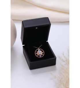 Işıklı Kolye Kutulu Gümüş Lotus Çiçeği Kolye  925 Ayar Gümüş Kolye (Beyaz)