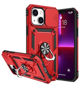 Coverzone iPhone 14 ?le Uyumlu PhoenixShield S�rg�l� Sistem Kamera Korumal? Kapak Tam Koruma Manyetik Vega Kapak K?rm?z?