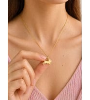 Kişiye Özel 925 Ayar Gümüş Sevimli Tavşan Figürlü Kolye (Gold)