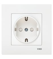 VİKO Karre Çocuk Korumalı Topraklı Priz - Beyaz (Çerçeve Hariç) 90967X42 VİKO