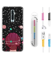 Oppo Reno 2Z 4 Lite 4 Pro 5 6 7 A31 Kılıf Kablo Koruma Spiral Silikon Space Woman 1311