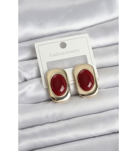 Bordo Renk Kare Model Vintage Kadın Küpe TJ-BKP11658