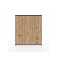 Arges Gardrop 11 Raflı 4 Çekmeceli 2 Askılı 220x30x243 Antrasit-Çam