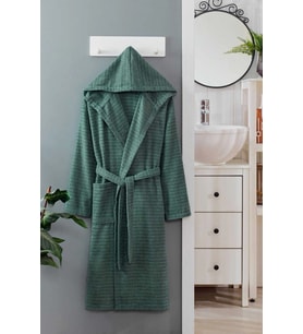 Kapüşonlu Unisex Banyo Bornozu %100 Soft Pamuklu Yeşil