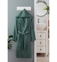 Kapüşonlu Unisex Banyo Bornozu %100 Soft Pamuklu Yeşil