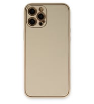 Iphone 12 Kılıf Coco Deri Silikon Kapak - Gold