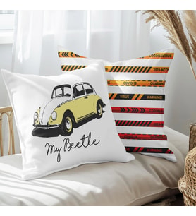 eJOYA Nostaljik Vosvos Tasarımlı 2'li Yastık İçi Ve Kırlent Kılıfı 45cm 113549