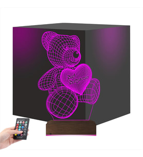Luvivia Ayıcık Kalp Seni Seviyorum 3D Lamba - Masa Gece Lambası