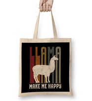 Cute & Funny Llama Make Me Happy Retro Llamas Bez Çanta Uzun Saplı