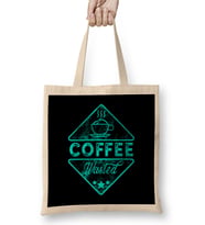 Cute & Funny Coffee Wasted Retro Caffeine Pun Bez Çanta Uzun Saplı