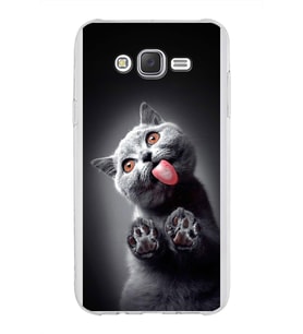 PrintiFy Samsung Galaxy J7 ile Uyumlu 1mm Slim Fit Kedi 2 050c Baskılı Şeffaf  Kılıf