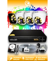 ELITCAM 4 Kameralı Kare 3 İç Kamera Set 320 GB HDD Full HD Renkli Gece Görüşlü Güvenlik Kamerası Sistemi