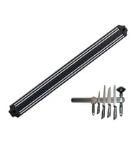 Mıknatıslı Bıçak Tutucu Stand - 38 Cm - Siyah - Paslanmaz Çelik - Mutfak Düzeni - Güvenli Bıçak Saklama - Tezgâh Düzeni - Modern Tasarım