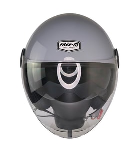 FR612 Gri Motosiklet Kaskı Güneş Vizörlü Yarım Açık Motorcu Kask