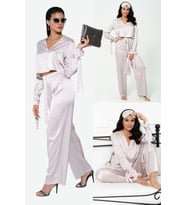 5'li İçeride&Dışarıda Kol Baglama Detaylı Gri Pijama Takım