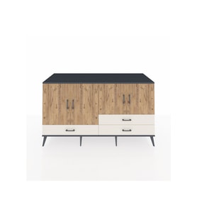 Kronos Konsol 5 Raflı 3 Çekmeceli 4 Kapaklı 176x59x99 Antrasit-Çam/Aytaşı
