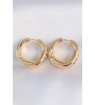 Pirinç Gold Renk Asimetrik Kıvrım Küpe 5886 - HPSBYI6640-9457