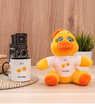 Kişiye Özel Sevimli Mandalinalar Peluş Civciv ve Siyah Kupa