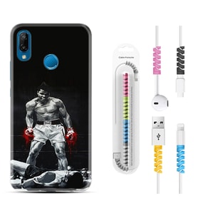 Huawei P20 Lite Mate 10 20 Lite Pro P40 Lite KılıfKablo Koruma Spiral Silikon Moon Baloon 1369