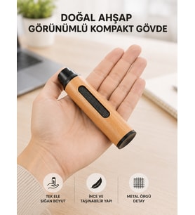 Mini Taşınabilir Küllük 3 Farklı Uç Seçenekli Ahşap Görünümlü Pratik Kullanım