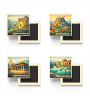 Afyonkarahisar - Baskılı Buzdolap Magneti Kare - 9x9 cm - 4 Adet
