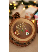 Miyuki Geyik Minik Çam Ağacı Ve Kardan Adam Yılbaşı Christmas Noel İskoç İğnesi / Yaka İğnesi / Broş