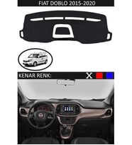Fiat Doblo 2015-2020 Modelleri İçin Uygun Torpido Koruma Halısı Siyah Kenar Renk Siyah