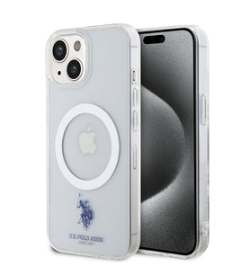 Apple iPhone 15 Uyumlu Kılıf U.S. Polo Assn. Orjinal Lisanslı M-safe Şarj Özellikli Transparan Tasarım Kapak (Renksiz)