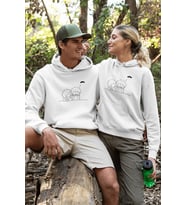 Sevimli Sevgili/Çift/Arkadaşlık 2'li Kapşonlu Sweatshirt Seti (Beyaz)