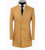 Plus Scorpion Erkek Uzun Kaşe Kaban – İtalyan Kesim Slim Fit Şık Model (Bej)