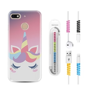 General Mobile GM8 Go GM9 GM20 Pro Plus Kılıf Kablo Koruma Spiral Silikon Sweety Unicorn 1737