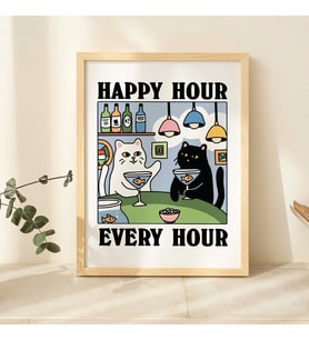 Kedi Martini Baskısı, Happy Hour Posteri, Hostes Hediyeleri, Martini Baskısı, Kokteyl Baskısı