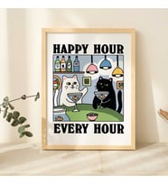 Kedi Martini Baskısı, Happy Hour Posteri, Hostes Hediyeleri, Martini Baskısı, Kokteyl Baskısı