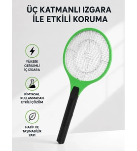 Yüksek Gerilimli Elektronik Sinek Raket – Sessiz, Kimyasız Ve Güvenli Kullanım