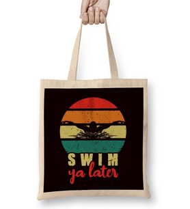 Retro Swim Ya Later Swimmer Water Sports Swimming Pool Coach Bez Çanta Uzun Saplı