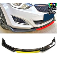 Hyundai Elantra Sarı Renkli Şeritli Dilli Ön Lip 4 Prç Parlak Siyah ABS