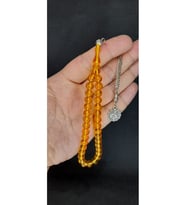 SEVGİLİYE ÖZEL HEDİYE ÇUBUK KEHRİBAR TESBİH SARI RENK KÜRE KESİM H-1418.